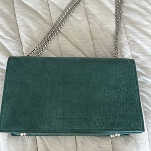 Standard Sophia Bag | Green Croc Embossed Suede